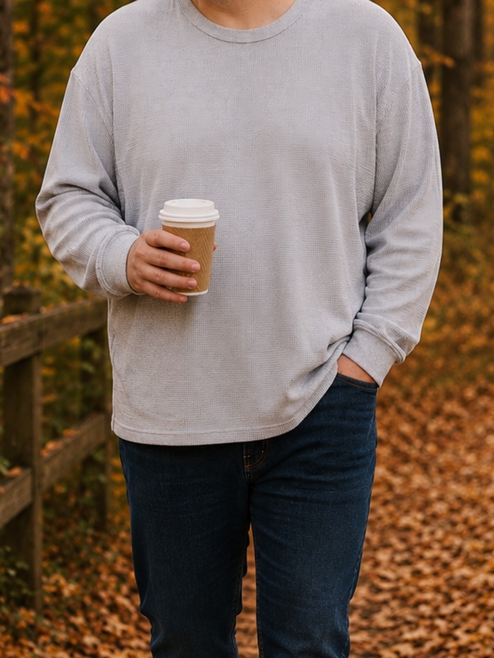 Alo Men's Long-Sleeve Thermal Crewneck Shirt in Light Gray